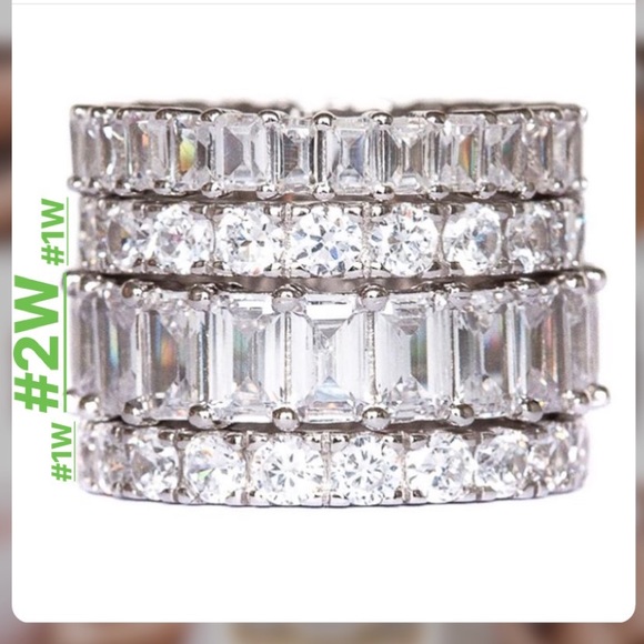 Emerald Princess Cut Eternity Wedding Band Ring - Picture 7 of 13